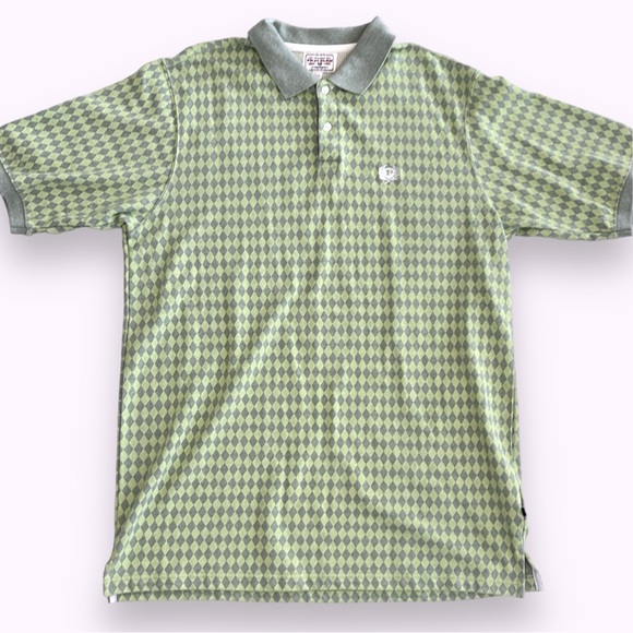 PHAT FARM Green and Grey Diamond Pattern Polo Style Shirt. - Picture 5 of 5
